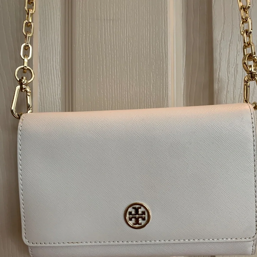 Tory Burch Cream Small Leather Crossbody Handbag